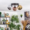 Ripoll ceiling light, globe light chrome, gold, coppery, Smoke-coloured, 3-light sources