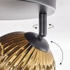 Ripoll ceiling light, globe light chrome, gold, coppery, Smoke-coloured, 3-light sources