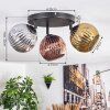 Ripoll ceiling light, globe light chrome, gold, coppery, Smoke-coloured, 3-light sources