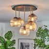 Koyoto ceiling light, globe light brass, black, 5-light sources