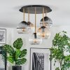 Koyoto ceiling light, globe light brass, black, 5-light sources