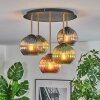 Koyoto ceiling light, globe light brass, black, 5-light sources