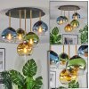 Koyoto ceiling light, globe light 45 cm brass, black, 5-light sources
