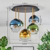 Koyoto ceiling light, globe light 45 cm brass, black, 5-light sources