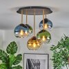 Koyoto ceiling light, globe light 45 cm brass, black, 5-light sources