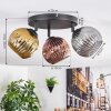 Ripoll ceiling light, globe light gold, coppery, Smoke-coloured, 3-light sources
