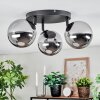 Chehalis ceiling light, globe light 48.5 cm chrome, Smoke-coloured, 3-light sources