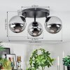 Chehalis ceiling light, globe light 48.5 cm chrome, Smoke-coloured, 3-light sources