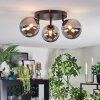 Chehalis ceiling light, globe light 48.5 cm chrome, Smoke-coloured, 3-light sources