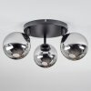 Chehalis ceiling light, globe light 48.5 cm chrome, Smoke-coloured, 3-light sources