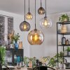Koyoto hanging light, globe light, pendant light 45 cm Amber, clear, Smoke-coloured, 5-light sources