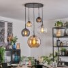 Koyoto hanging light, globe light, pendant light 45 cm Amber, clear, Smoke-coloured, 5-light sources