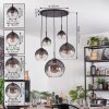 Koyoto hanging light, globe light, pendant light clear, Smoke-coloured, 5-light sources