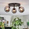 Chehalis ceiling light, globe light 44 cm chrome, Smoke-coloured, 3-light sources