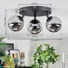 Chehalis ceiling light, globe light 44 cm chrome, Smoke-coloured, 3-light sources