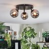 Chehalis ceiling light, globe light 44 cm chrome, Smoke-coloured, 3-light sources