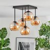 Koyoto ceiling light, globe light 37 cm Amber, 5-light sources