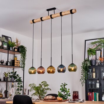 Koyoto hanging light, globe light, pendant light Ecru, black, 5-light sources