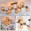 Koyoto ceiling light, globe light gold, black, 10-light sources
