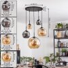 Ripoll hanging light, globe light, pendant light Amber, Smoke-coloured, 5-light sources