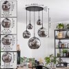 Ripoll hanging light, globe light, pendant light Smoke-coloured, 5-light sources