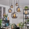 Ripoll hanging light, globe light, pendant light Smoke-coloured, 5-light sources