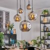 Ripoll hanging light, globe light, pendant light chrome, Smoke-coloured, 5-light sources