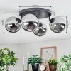 Chehalis ceiling light, globe light chrome, Smoke-coloured, 4-light sources