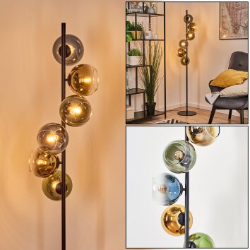 Koyoto globe light, floor lamp blue, gold, green, clear, 6-light sources
