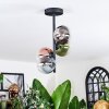 Chehalis ceiling light, globe light 27 cm blue, chrome, green, clear, coppery, Smoke-coloured, 4-light sources