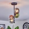 Chehalis ceiling light, globe light 27 cm blue, chrome, green, clear, coppery, Smoke-coloured, 4-light sources