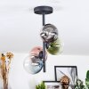 Chehalis ceiling light, globe light 27 cm blue, chrome, green, clear, coppery, Smoke-coloured, 4-light sources