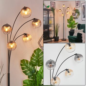 Koyoto globe light, floor lamp Amber, clear, Smoke-coloured, 5-light sources