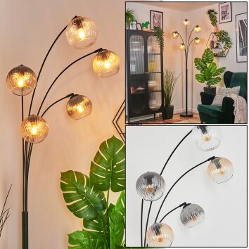 Koyoto globe light, floor lamp Amber, clear, Smoke-coloured, 5-light sources