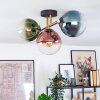 Gastor ceiling light, globe light gold, black, 3-light sources