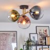 Gastor ceiling light, globe light gold, black, 3-light sources
