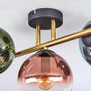 Gastor ceiling light, globe light gold, black, 3-light sources