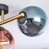 Gastor ceiling light, globe light gold, black, 3-light sources