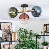 Gastor ceiling light, globe light gold, black, 3-light sources