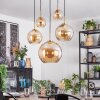 Koyoto hanging light, globe light, pendant light gold, black, 5-light sources