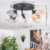 Gastor ceiling light, globe light Amber, clear, Smoke-coloured, 3-light sources