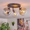 Gastor ceiling light, globe light Amber, clear, Smoke-coloured, 3-light sources