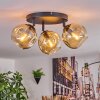 Ripoll ceiling light, globe light Amber, 3-light sources