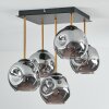 Ripoll ceiling light, globe light gold, black, 5-light sources