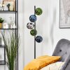 Gastor globe light, floor lamp 33 cm blue, chrome, green, Smoke-coloured, 5-light sources