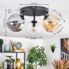 Ripoll ceiling light, globe light Amber, clear, Smoke-coloured, 3-light sources