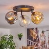 Ripoll ceiling light, globe light Amber, clear, Smoke-coloured, 3-light sources