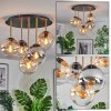 Gastor ceiling light, globe light brass, black, 5-light sources