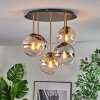 Gastor ceiling light, globe light brass, black, 5-light sources