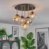 Gastor ceiling light, globe light brass, black, 5-light sources